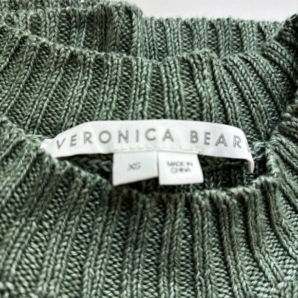 Veronica Beard Erka Sweater in Green Linen Open Knit Pullover-  XS - Picture 3 of 6